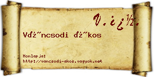 Váncsodi Ákos névjegykártya